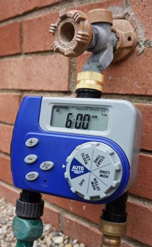 Orbit Programmable Digital Hose Watering Timer - 2 Outlet - Battery Powered - with LCD Screen - Built-in Rain Delay - Water-Resistant - 27133 (Brass 2 Outlet)