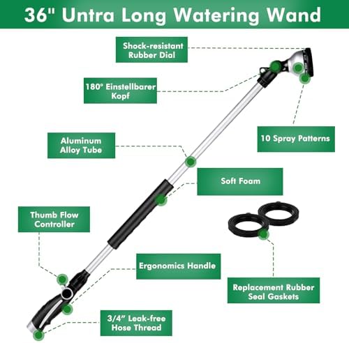 RESTMO 36” Watering Wand for Garden Hose, Heavy Duty Hose Sprayer Nozzle