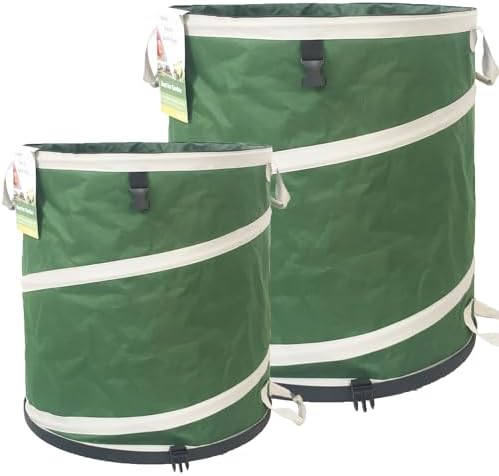 24 Gallon and 46 Gallon Collapsible Trash Can Solid Bottom for Yard Waste Bag,Yard Debris Bag,Pop-Up Trash Can,Recycling Bin,RV Camping Waste Bin,Laundry Hamper,Lawn Grass,Garden Weeds Bags,Leaf Bags