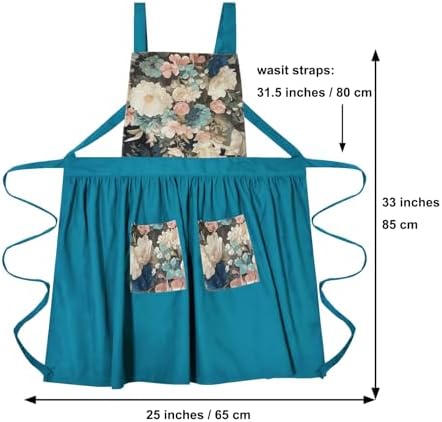 Aprons for Women with Pockets, Vintage Pinafore Apron for Kitchen Gardening