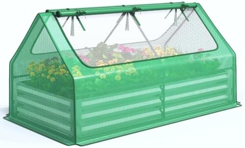 Quictent Raised Garden Bed with Cover Galvanized Planter Box 6x3x1ft