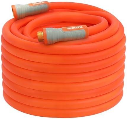 YAMATIC Flexible Garden Hose 5/8" x 75ft, 360° Swivel Handle, Burst 600 PSI