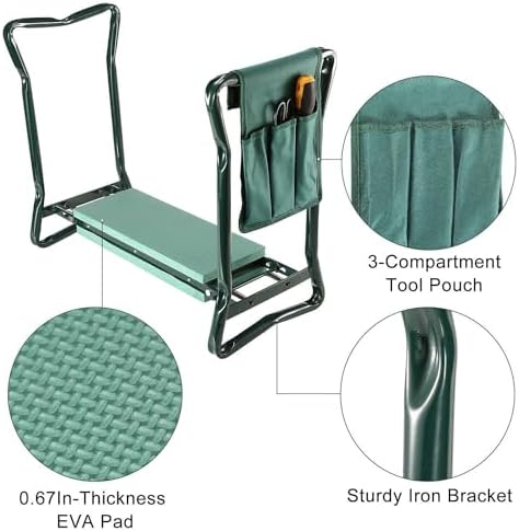 Garden Kneeler and Seat, Gardening Stool and Kneeler for Seniors to Prevent Knee & Back Pain, Gardening Gifts for Grandparents, Mom & Dad | Holds Up to 250lbs