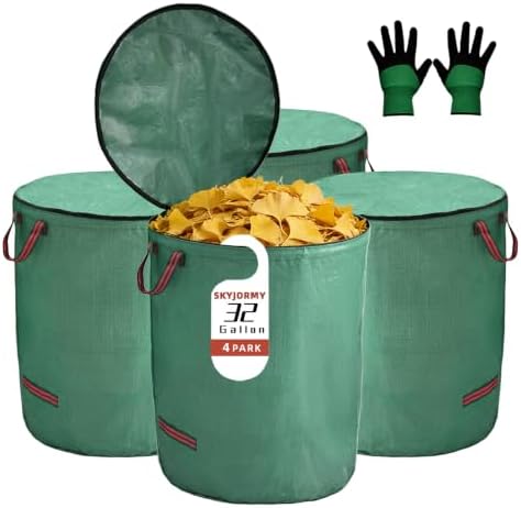 4 Pack 32 Gallon Yard Waste Bags with Lid