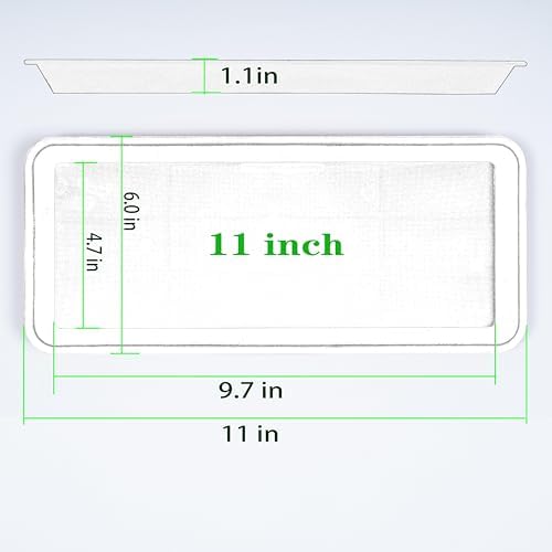 VUWEZ 6 Pack Plastic Plant Tray Saucer Rectangular, Heavy Duty Planter Saucers for Indoors, Plant Water Drip Trays for Flower Pot Planter, Windowsill Pot Tray, Seed Starting Growing Trays