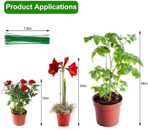 2 Pack (DIY) Plant Support Stakes, Three Sizes (12 or 24 or 36 inch) Plant Support Rings with 20 Pcs Plant Twist Ties, Garden Stake for Indoor Outdoor Plant Flowers, Amaryllis,Tomatoes