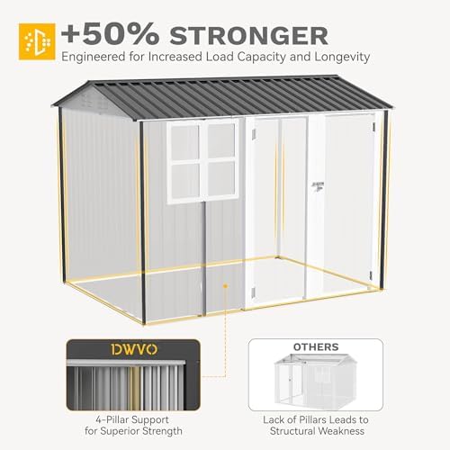 DWVO 8' x 6' Outdoor Storage Shed with Window and Lockable Doors