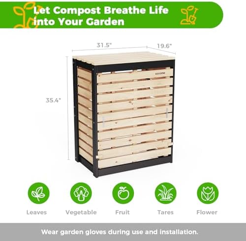 95 Gallon Canada Cedar Wood Compost Bin, Outdoor Composter, Natural