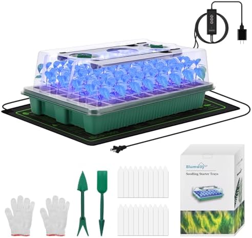 40-Cell Seed Starter Tray with Grow Light, Heat Mat, Humidity Dome