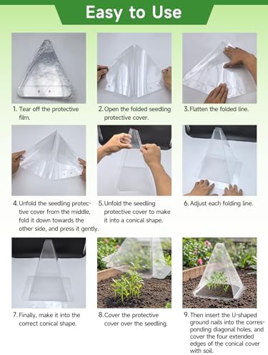 60 Pack Garden Cloches,Clear Reusable Plant Bell Covers,7.8"x11"