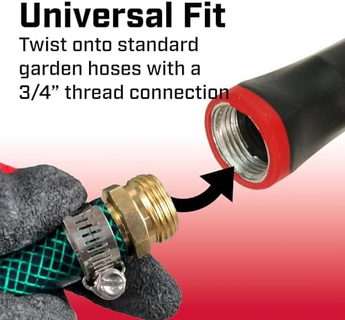 Chapin 4699: Firefighter Water Cannon Hose Nozzle, Fireman Spray Nozzle with Ergonomic Grip and Threaded Hose Connection, Adjustable Twist Nozzle, Lever On/Off Control, Red/Black
