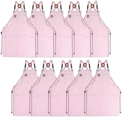 10 Pack Kitchen Apron, Work Apron, Canvas Apron, Pink