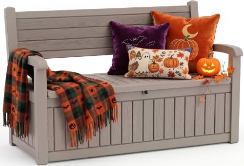 Storage Bench Outdoor Deck Box, 130 Gallon Lockable Patio Furniture