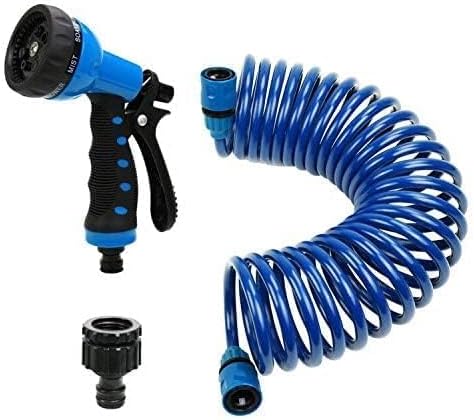 EVA Recoil Garden Hose 25ft - Includes 7 Pattern Spray Nozzle,Retractable Curly Water Hose