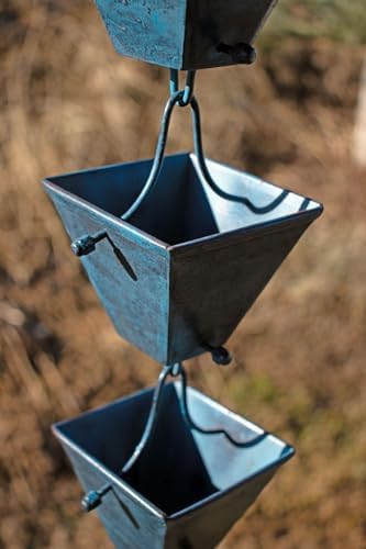 Nutshell Stores Medium Square Cups Rain Chain - Patina - 17 Feet