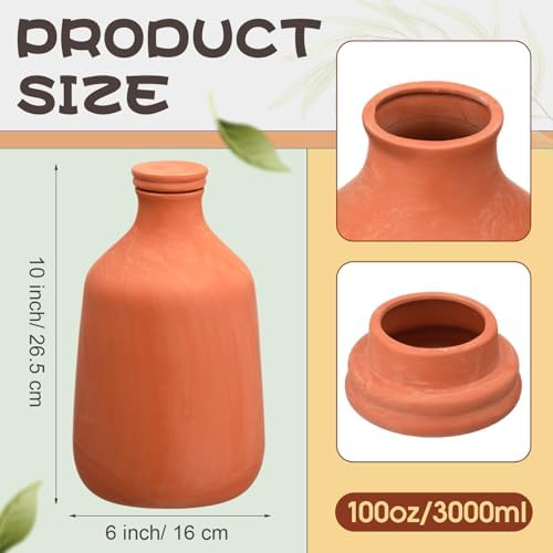DoubleFill Ollas Terracotta Watering Pots, 100 oz, 1 Pcs