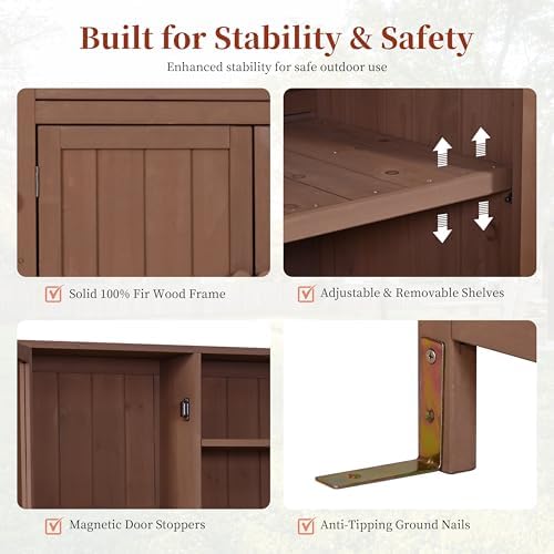 Potting Bench with Hutch, Solid Fir Wood Garden Workstation