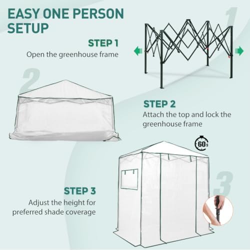 EAGLE PEAK 6x4 Easy Setup Small Pop Up Greenhouse, Clear/White