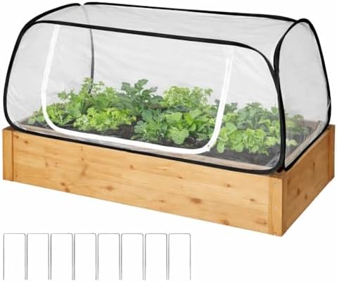 1PC Pop Up Raised Garden Bed Cover, 45x22x18 Inch Mesh Net with Zipper Door