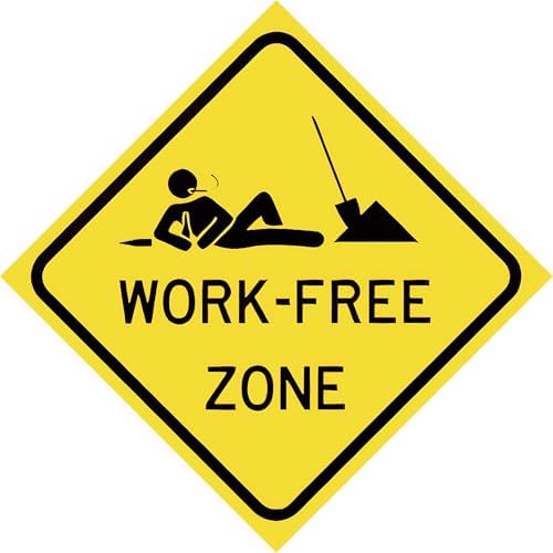 Work Free Zone 12" x 12" Funny Tin Road Sign Wall Decor For Home Farmouse Yard Road Quality Metal Sign