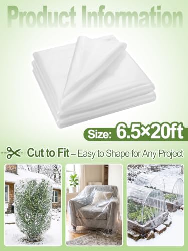 6.5 x 20 ft Greenhouse Cover Plastic Sheeting for Outdoor Plants