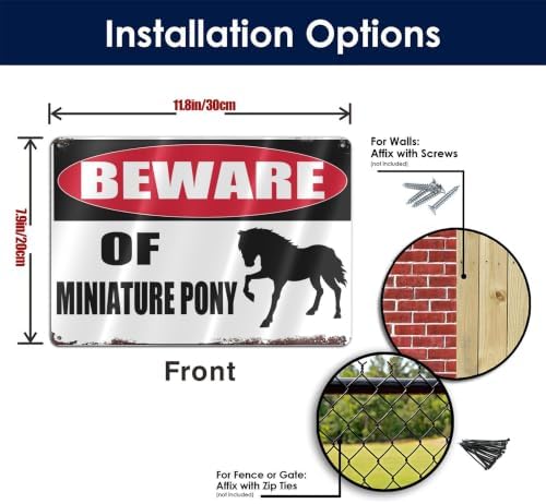Beware Of Miniature Pony Metal Tin Sign Warning Sign Safety Signs For Home Outdoor Garden 8x12 Inches