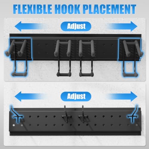 49.5" Garage Tool Organizer Wall-Mounted, Heavy Duty Garage Wall Organizer with 10 Adjustable Hooks, Garden Tool Storage Rack, Holds Up to 400 lbs