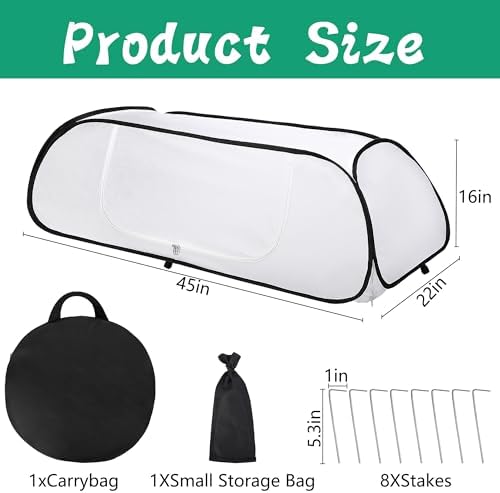 2 Pcs Pop Up Winter Garden Rows Plant Covers, 45" x 22" x 16" Raised Garden Beds Vegetable Rows Cold-proof Plant Protector, Freeze Protection Raised Bed Cover Accelerator for Snow Frost Protection