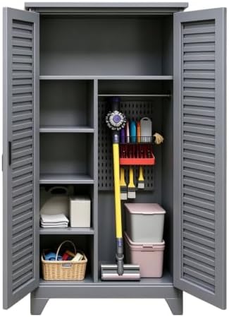 Outdoor Storage Shed with Lockable Doors, Large Tool Storage Shed, Gray
