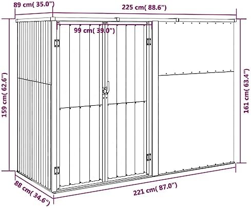 Large Grey Steel Garden Tool Shed - Outdoor Storage with Lockable Doors - Durable Garage and Backyard Organizer for Tools, Equipment, and Lawn Care Supplies