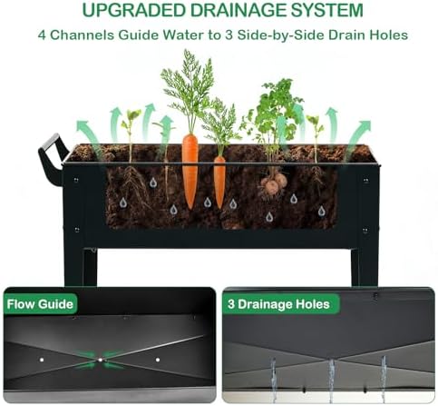 2-Pack 32" Tall Elevated Raised Garden Bed with Wheels and Shelf