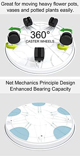 2 Pack 15.5" White Plant Caddy Round Movable Planter with Easy Moving Caster Wheels Dolly Trolley Tray Pallet Outdoor Indoor Tree Flower Stand Planter