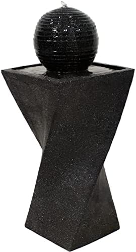 Sunnydaze 32" Solar Water Fountain with LEDs & 4 hrs Battery Backup, Black