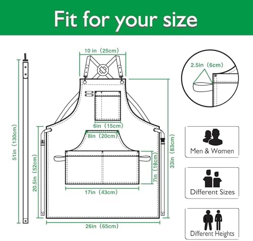 5 Pack Kitchen Apron, Work Apron, Canvas Apron, Green