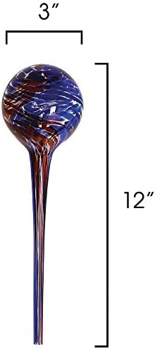Plant Watering Globe Set, Set of 3, Indoor & Outdoor, Colorful Multicolored Hand-Blown Glass for Everyday Use