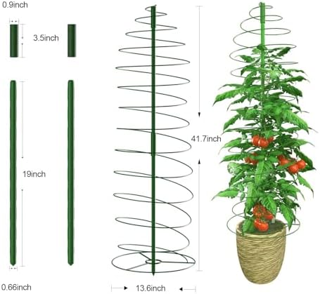 AMAGABELI Garden & Home 3 Pack Tomato Cages for Garden Plant Support 42" Stakes Metal Tower for Climbing Plants Vegetables Potted Plants Tomatoes Pea Bean Cucumber Flowers Outdoor