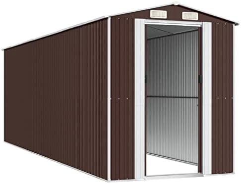 Large Metal Garden Shed, 75.6 x 75.6 x 87.8 Inch Outdoor Storage Cabinet, Galvanized Steel Tool Organizer for Backyard, Patio, and Lawn