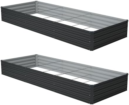 zunatu 12x4x1 ft(2 Pack) Galvanized Raised Garden Bed,Outdoor Planter Box Metal Patio Kit Planting Bed for Vegetables Flowers and Succulents,Black