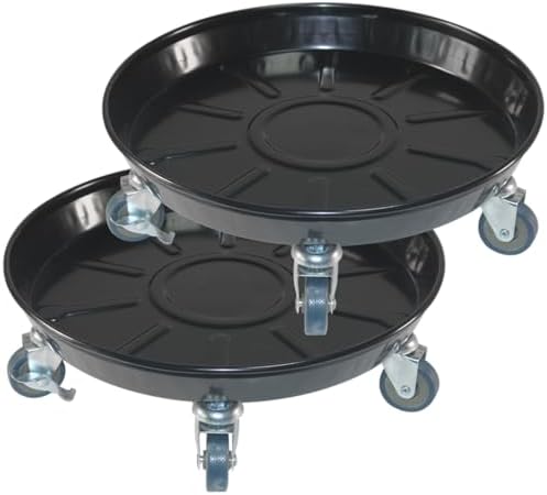 2 Pack 14" Heavy Duty Plant Dolly with Wheels, 280lbs Metal Rolling Plant Stand with Casters, Round Wheeled Planter Caddy Roller Base Carry Potted Tree Flower Pot for Indoor Outdoor Garden, Black