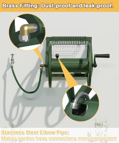 Triangle Wall Mounted Garden Hose Reel Outdoor Hose Holder Green