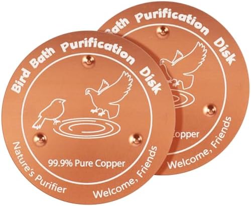 2 Pcs Copper Bird Bath Disc, Solid Copper Disk for Bird Bath, Round -Shaped Bird Bath Copper Disk, Natural Water Purifier for Outside Bird Bath All-Season, Backyard Garden Decor