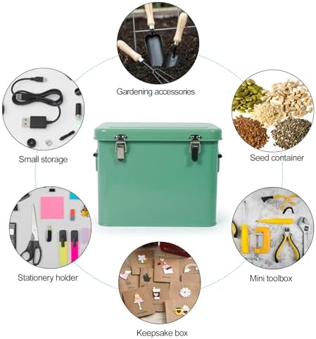 Luwint Seed Storage Organizer, Metal Saving Box Container with Removable Tray, Small Storage Box with Lid for Seeds, Keepsakes, Mini Tools