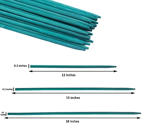 GAGINANG Green Bamboo Plant Stakes, 25 Pcs 18 Inches Floral Support Sticks