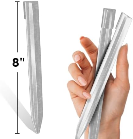 WORTH 13Pcs 8 in. Metal Landscape Edging Stakes, Silver Steel Garden Spikes