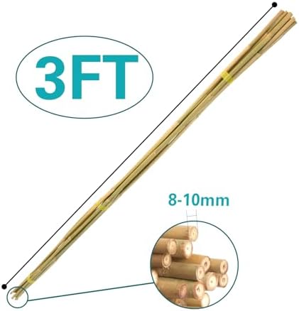 Bamboo Stakes 3FT 30pcs, 36 inch Garden Stakes Multi-Purpose, Bamboo Plant Support Stakes for Tomatoes, Beans, Peppers, Flowers, Potted, Maintain the Plant Posture, Strengthen and Stem