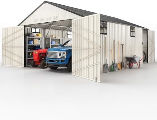 Quictent 14X20X9.4FT Metal Garage Carport Enclosed Car Port with Side Door
