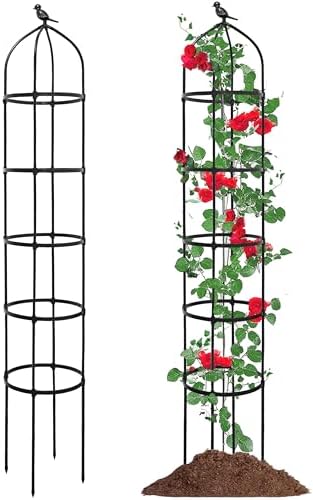 6.7FT Garden Obelisk Trellis for Climbing Plants,81”Metal Plant Support Tower,Heavy Duty Thickened Tube,Rustproof Black Vine & Flower Stand for Outdoor Indoor Use