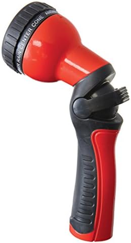 Dramm One Touch Revolution 9 Pattern Spray Gun with Thumb Control Water Flow, Perfect for Water Restricted Areas when Watering Plants, Pots, Baskets, Vegetables, Red