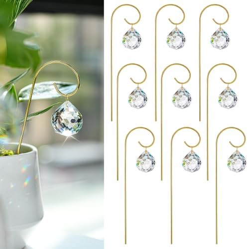 9pcs 30mm Crystal Ball Prism Suncatchers with 7.5'' Gold Trellis