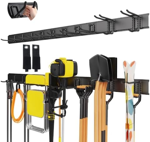 GIOTORENT Garage Wall Organizer, 66in 4 Rails 10 Hooks 720 Lbs